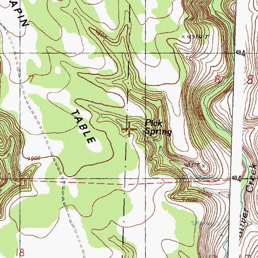Topographic Map of Pick Spring, OR