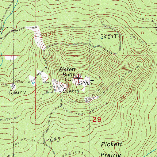 Topographic Map of Pickett Butte Lookout Tower, OR