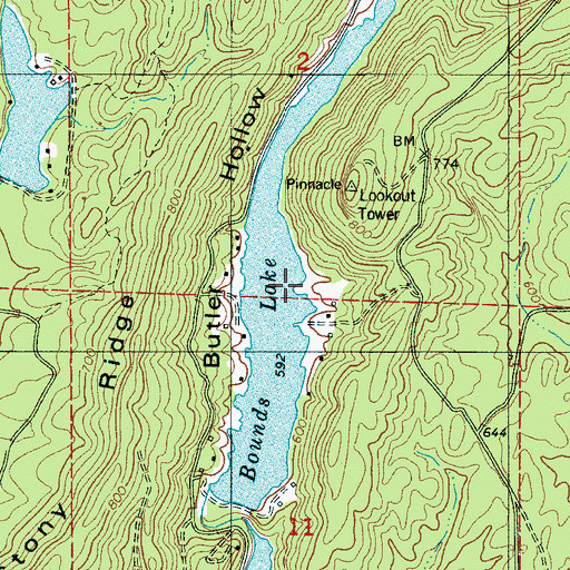 Topographic Map of Bounds Lake, AL