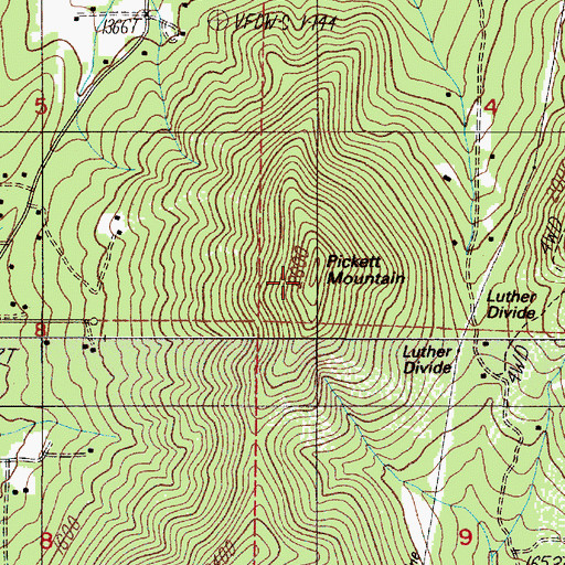 Topographic Map of Pickett Mountain, OR