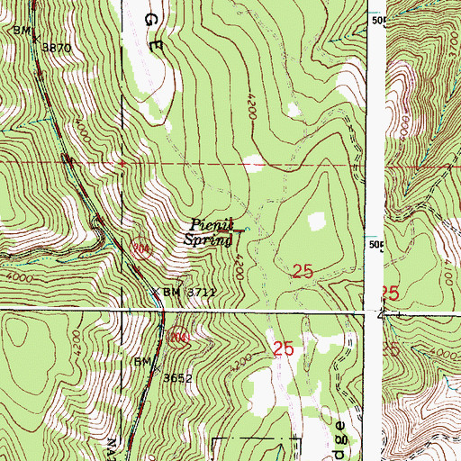 Topographic Map of Picnic Spring, OR