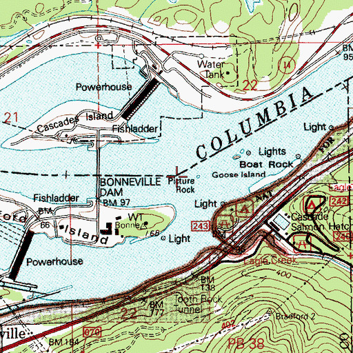 Topographic Map of Picture Rock Island, OR