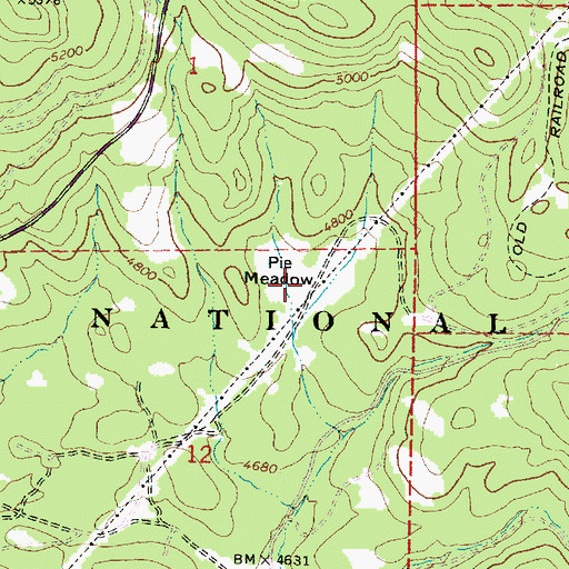 Topographic Map of Pie Meadow, OR