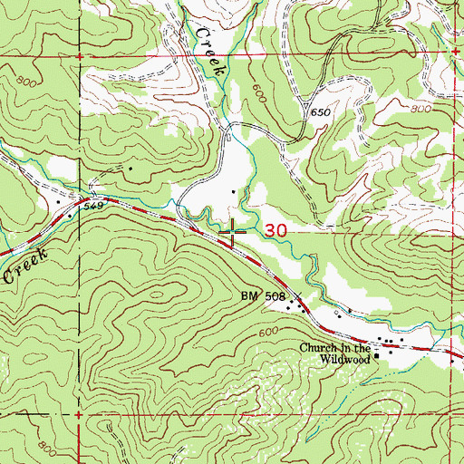 Topographic Map of Pierce Creek, OR