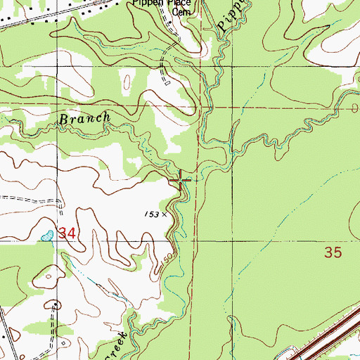 Topographic Map of Bovell Branch, AL