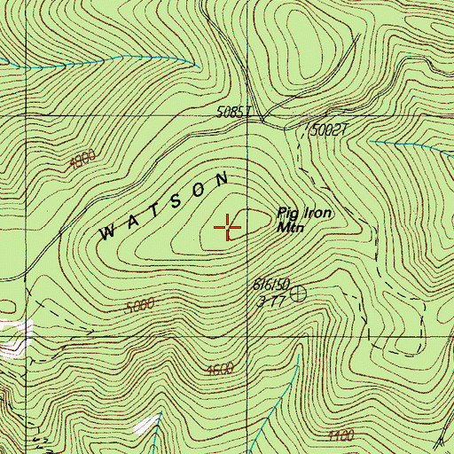 Topographic Map of Pig Iron Mountain, OR