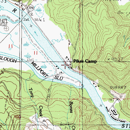 Topographic Map of Pikes Camp, OR