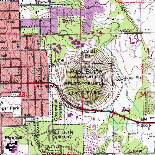 Topographic Map of Pilot Butte, OR