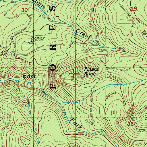 Topographic Map of Pinard Butte, OR