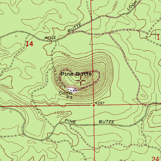 Topographic Map of Pine Butte, OR