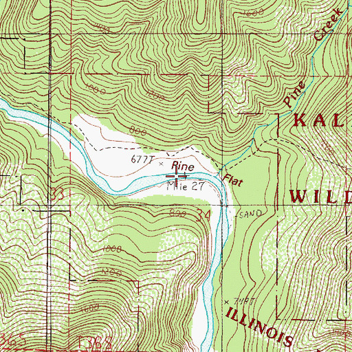 Topographic Map of Pine Creek, OR