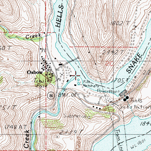 Topographic Map of Pine Creek, OR