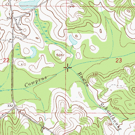 Topographic Map of Bowen Schoolhouse Branch, AL