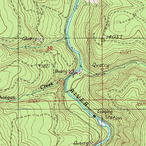 Topographic Map of Pine Creek, OR