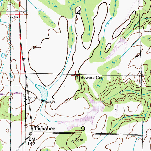 Topographic Map of Bowers Cemetery, AL