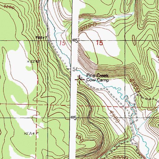 Topographic Map of Pine Creek Cow Camp, OR