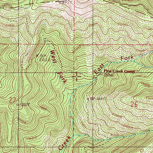 Topographic Map of Pine Creek Shelter (historical), OR