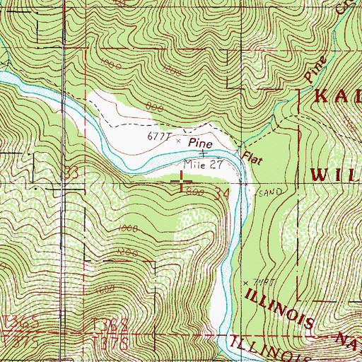 Topographic Map of Pine Flat, OR