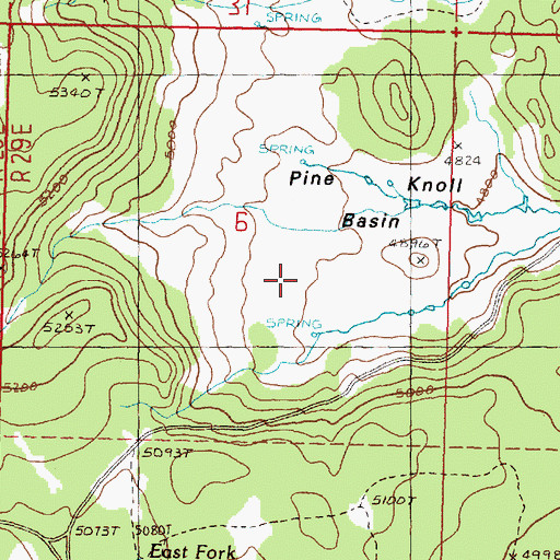 Topographic Map of Pine Knoll Basin, OR