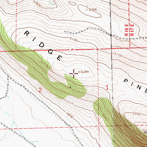 Topographic Map of Pine Ridge, OR