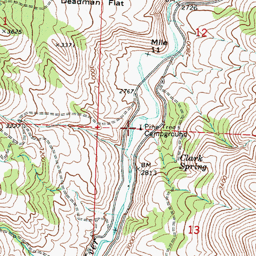 Topographic Map of Pine Tree Campground, OR