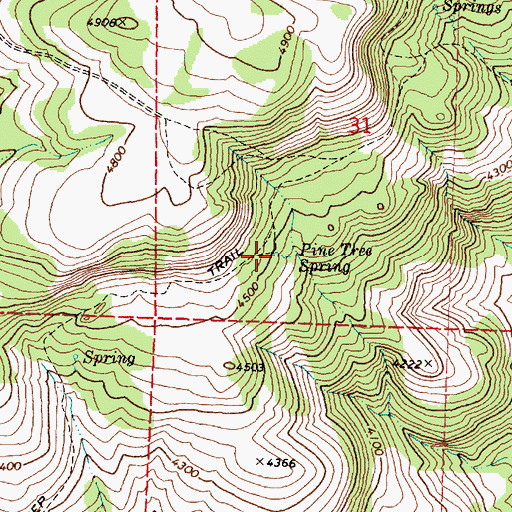 Topographic Map of Pine Tree Spring, OR