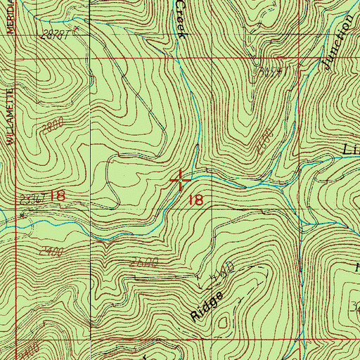 Topographic Map of Pinnacle Creek, OR