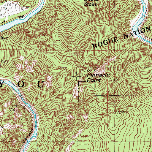 Topographic Map of Pinnacle Point, OR