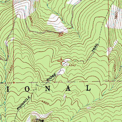 Topographic Map of Pinnacle Ridge Trail, OR