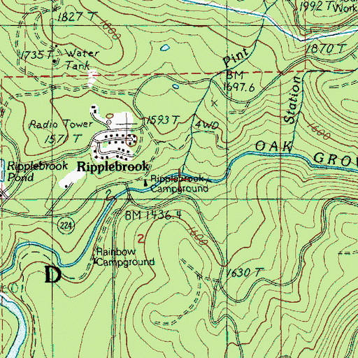 Topographic Map of Pint Creek, OR