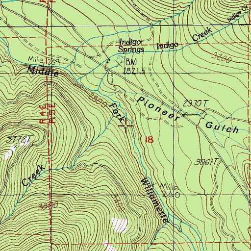 Topographic Map of Pioneer Gulch, OR