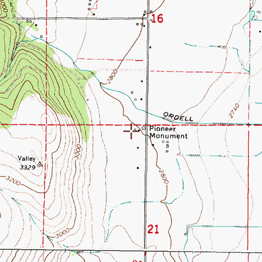 Topographic Map of Pioneer Monument, OR