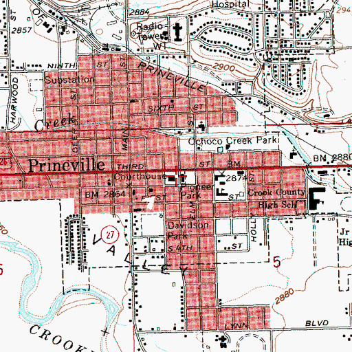 Topographic Map of Pioneer Park, OR