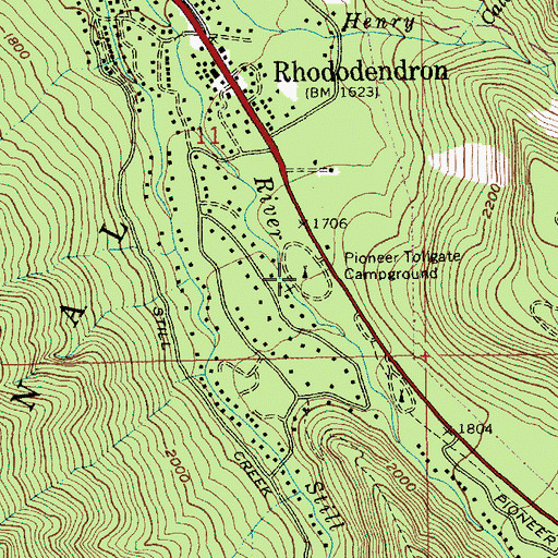Topographic Map of Pioneer Tollgate Campground, OR