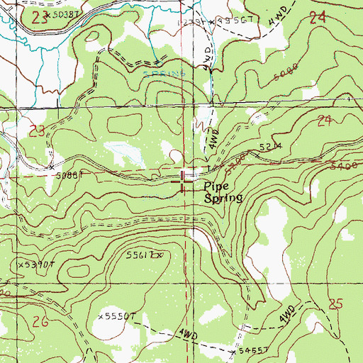 Topographic Map of Pipe Spring, OR