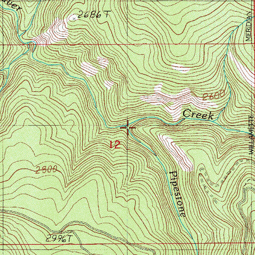 Topographic Map of Pipestone Creek, OR