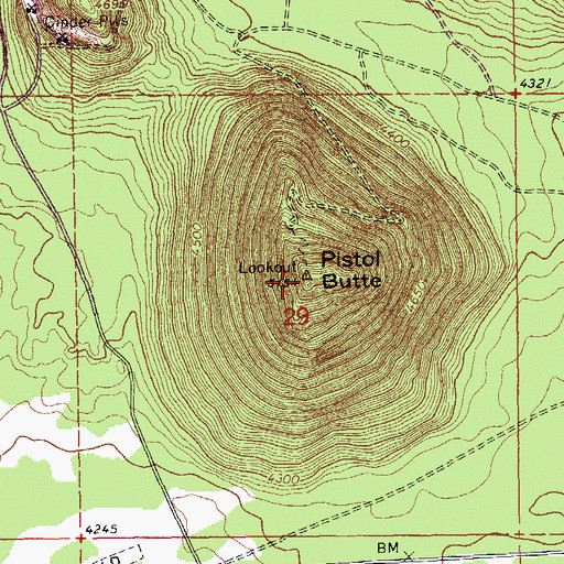 Topographic Map of Pistol Butte, OR