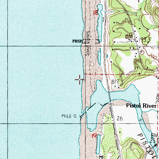 Topographic Map of Pistol River, OR