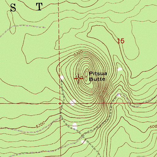 Topographic Map of Pitsua Butte, OR
