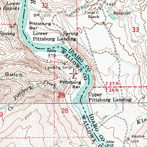 Topographic Map of Pittsburg Creek, OR
