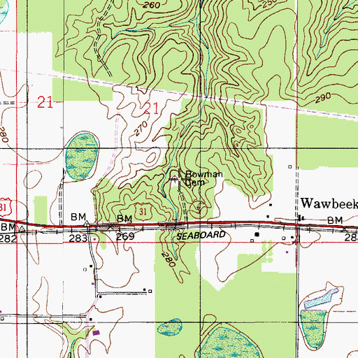 Topographic Map of Bowman Cemetery, AL