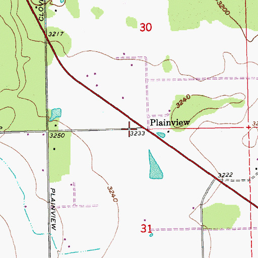 Topographic Map of Plainview, OR