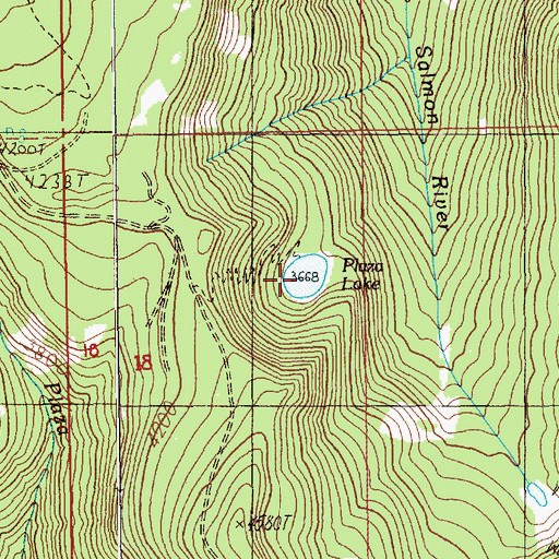 Topographic Map of Plaza Lake, OR