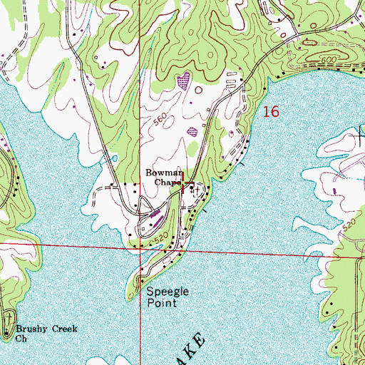 Topographic Map of Bowman's Chapel Methodist Church, AL