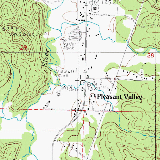 Topographic Map of Pleasant Valley, OR