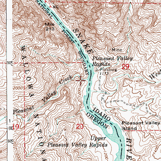 Topographic Map of Pleasant Valley Creek, OR