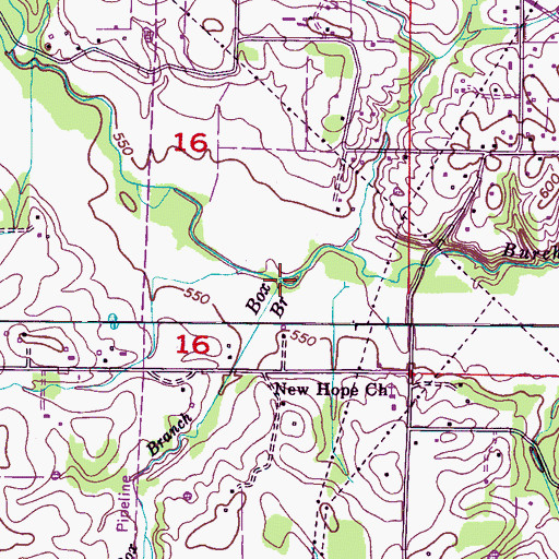 Topographic Map of Box Branch, AL