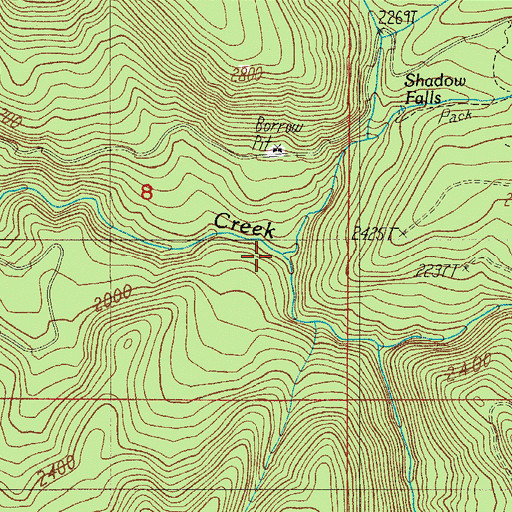 Topographic Map of Plusfour Creek, OR