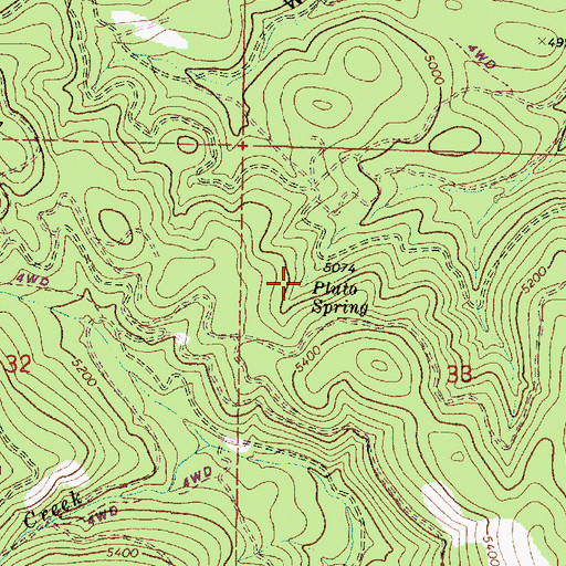Topographic Map of Pluto Spring, OR