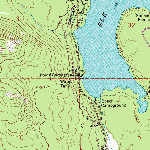 Topographic Map of Point Recreation Site, OR